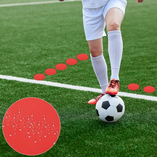 Spot Markers 4 Inch, 6 Pcs Non-Slip Floor Dots Agility Markers Flat Field Cones Poly Dots for Gym PE Speed Training Dance Soccer Basketball Sports, Red
