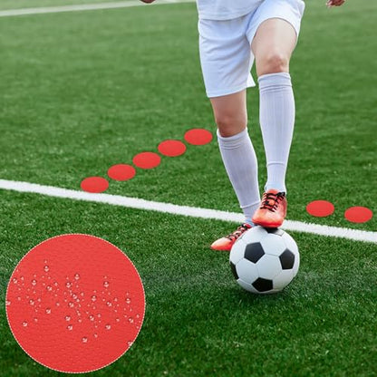 Spot Markers 4 Inch, 6 Pcs Non-Slip Floor Dots Agility Markers Flat Field Cones Poly Dots for Gym PE Speed Training Dance Soccer Basketball Sports, Red