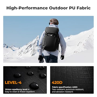 K&F CONCEPT Camera Backpack, 40L Large Capacity Camera Bag, Waterproof DSLR Camera Back Pack, Extra Large Photography Bag Backpack - color: Black, size: X-Large
