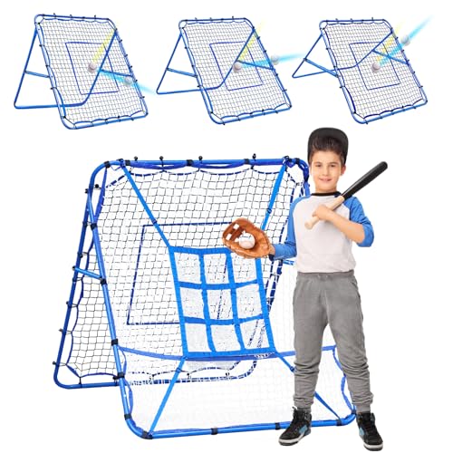 Volleyball Baseball Rebounder Net, Softball Rebounder Pitchback Net Quick Adjustments, Quick Adjustments Lacrosse Bounce Back Practice Equipment, Ideal for Outdoor Indoor and Backyard Training - size: 5FTx4FT, style: Three Mode Baseball Net