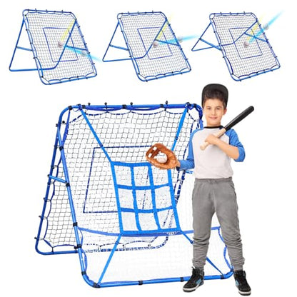 Volleyball Baseball Rebounder Net, Softball Rebounder Pitchback Net Quick Adjustments, Quick Adjustments Lacrosse Bounce Back Practice Equipment, Ideal for Outdoor Indoor and Backyard Training - size: 5FTx4FT, style: Three Mode Baseball Net