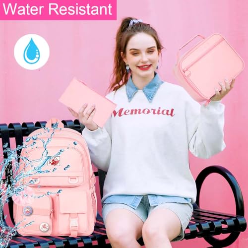 CCJPX Girls Backpack, 16 inch School Laptop Bag College Bookbag, Anti Theft Daypack for Teens Girls Students Women - color: Pink