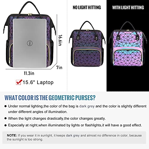 LOVEVOOK Geometric Luminous Purses and Handbags for Women Holographic Reflective Crossbody Bag Wallet - color: Black Purple