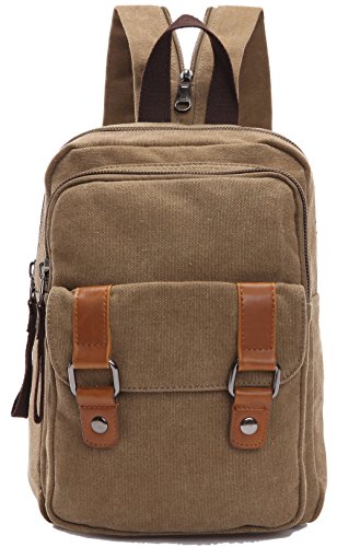 Arbag Small Cute Backpack Vintage Casual Canvas Shoulder Bag Daypack (Khaki) - color: Khaki
