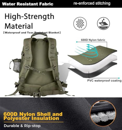 Miramrax Tactical Backpack Military Hiking Daypack - Molle Backpack for Men 3 Day Assault Pack Bug Out Bag for Camping Travel Army Hunting Gym Rucksack Survival (Green) - color: Green