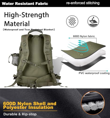 Miramrax Tactical Backpack Military Hiking Daypack - Molle Backpack for Men 3 Day Assault Pack Bug Out Bag for Camping Travel Army Hunting Gym Rucksack Survival (Green) - color: Green