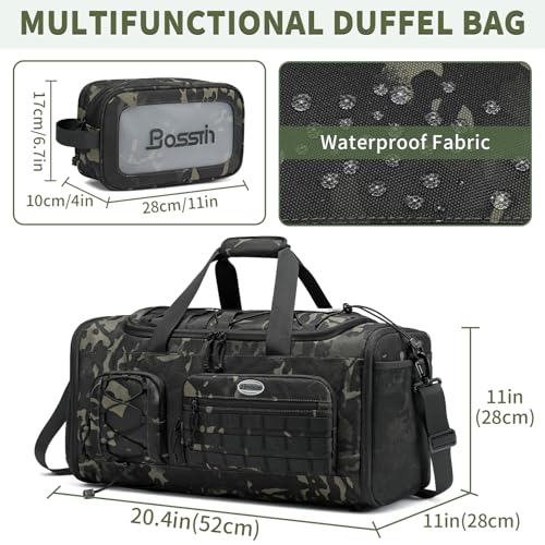 BOSSTIN Gym Bag for Men & Women, 45L-50L Expandable Sports Duffle Bag - color: Green Camouflage