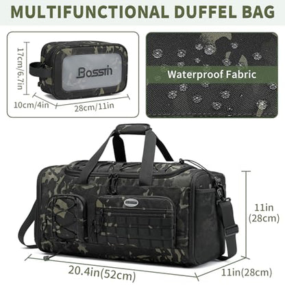 BOSSTIN Gym Bag for Men & Women, 45L-50L Expandable Sports Duffle Bag - color: Green Camouflage