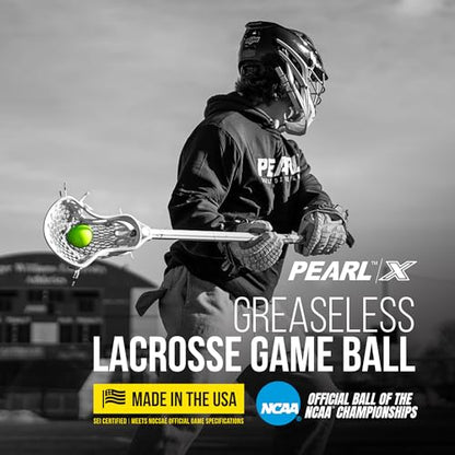 PEARL X Greaseless Lacrosse Balls by Guardian Innovations - Official Ball of NCAA Championships - Meets NOCSAE Standards and SEI/NCAA Certified - color: Optic Yellow, size: 20 Pack