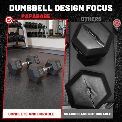 PAPABABE Hex Dumbbell Set with Rack, Rubber Encased Free Weight with Weight Storage Racks, Multiple Weight Options for Home Gym and Fitness - style: 630LB with 3-Tier Weight Rack