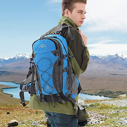 INOXTO lightweight Hiking Backpack 35L/40L Hiking Daypack with Waterproof Rain Cover for Travel Camping Outdoor Men and Women - color: 35l Blue