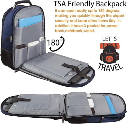 LTINVECK Extra Large 50L Travel Laptop Backpack, Computer bag Backbag, TSA Friendly Durable Big RFID Heavy Duty Business Tech Backpack Fits 17 Inch Laptops for Men Women, Blue - color: Full Blue