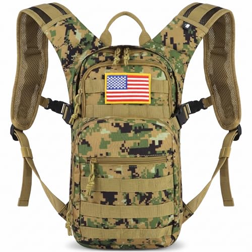 Tactical Hydration Backpack 2L Water Bladder - Lightweight Durable Pack for Hiking, Running, Outdoor Adventures, Adjustable Straps & Leak-Proof Design - color: Camo