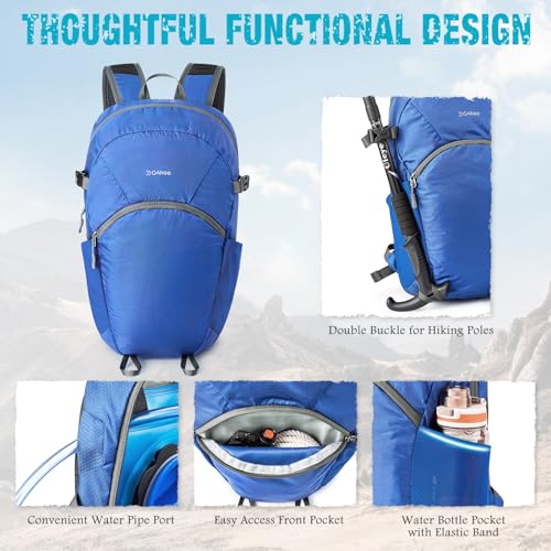 G4Free Hiking Backpack with Thickened Back Panel Packable 25L Lightweight Foldable Travel Daypack for Men Women(Blue) - color: Blue