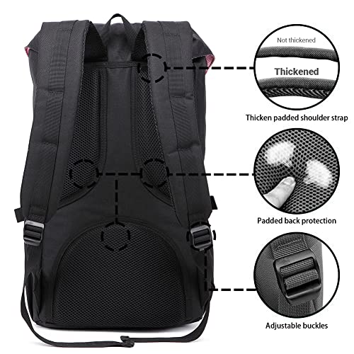 KAUKKO Travel Laptop Backpack Outdoor Rucksack Causal backpack Fits 15.6"(Nylon Black) - color: Nylon Black, size: Large