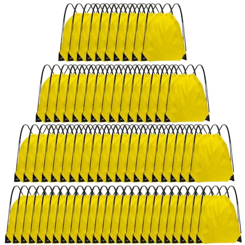 Grneric Drawstring Backpack Bulk 70Pcs String Backpack Drawstring Bags Cinch Bag Sackpack for Men Women Gym(Yellow) - color: Yellow