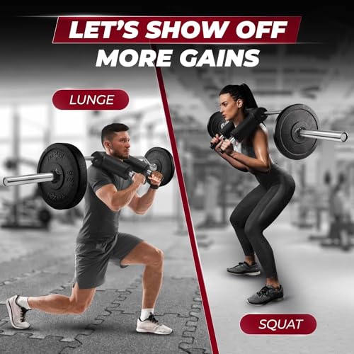 Yes4All Multi Grip Barbell & Cable Attachment - Swiss Bar, American Bar for Greater Range of Motion, with 2 Collars, Fits Olympic Weight Plates - Home Gym & Support Pressing, Lifting & Curls - color: C. Squat Bar