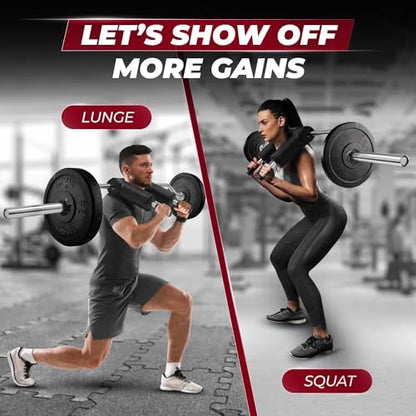 Yes4All Multi Grip Barbell & Cable Attachment - Swiss Bar, American Bar for Greater Range of Motion, with 2 Collars, Fits Olympic Weight Plates - Home Gym & Support Pressing, Lifting & Curls - color: C. Squat Bar