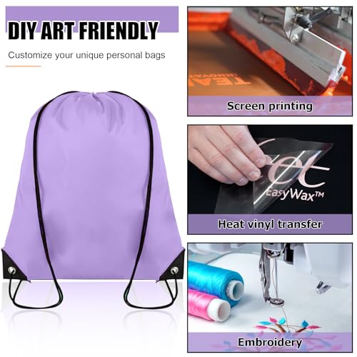 Grneric 100 Pieces Drawstring Backpack Bulk Cinch Sackpack Ployster Drawstring Bags for Gym Party Trip(Lavender) - color: Lavender