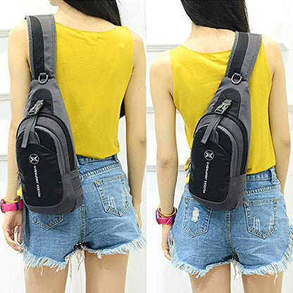 Peicees Chest Crossbody Sling Backpack Bag Travel Bike Gym Daypack for Women Men - color: Orange