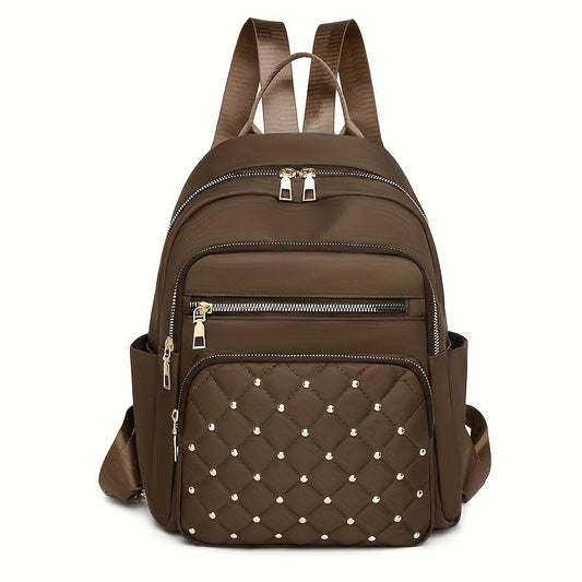 Women Casual Backpack: Multi-Pocket, Large-Capacity, Fashionable & Wear-Resistant - Ideal for Daily Commuting & Travel-Brown - color: Brown