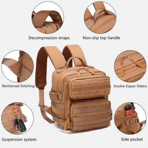 9L Mini Backpack for Men and Women, Small Backpack for Gym Hiking Travel Sports Running (Khaki) - color: 9l-khaki