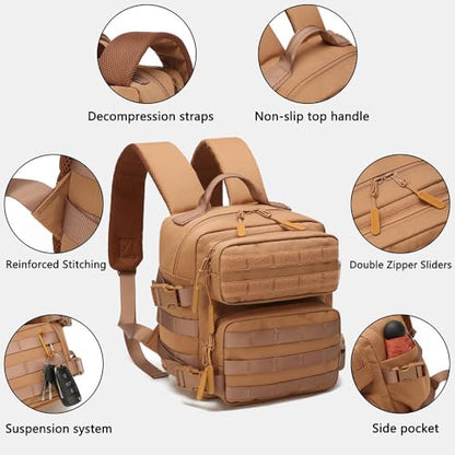 9L Mini Backpack for Men and Women, Small Backpack for Gym Hiking Travel Sports Running (Khaki) - color: 9l-khaki