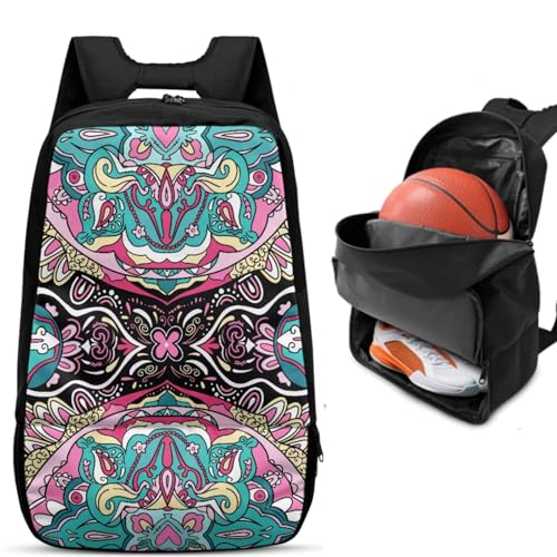 Basketball Backpack With Separate Ball Compartment And Shoes Fit Basketball Volleyball Football - color: Mandala