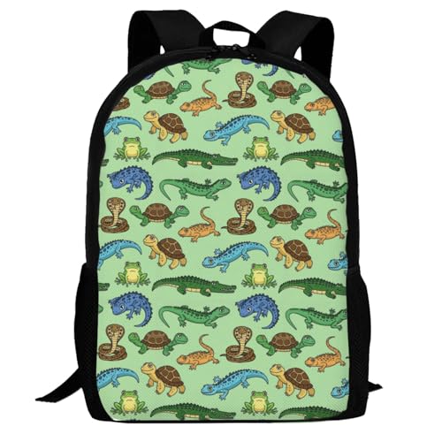 Breathable Outdoor Daypack Snakes Lizard Chameleon Turtle Animal, Durable Anti Theft Travel Backpack Adjustable Strap Shoulder Bag for Hiking Camping City Walking - color: Design (1207)