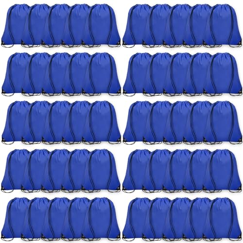 Grneric 50Pcs Drawstring Backpack Bulk Cinch Bag, Drawstring Bags Polyester for Gym Sports Beach Party Trip(Navy Blue) - color: Navy Blue