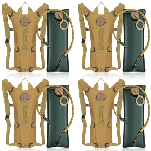 4 Pack Tactical Hydration Backpack with 3L Water Bladder Military Daypack Water Backpack Lightweight Hydration Back Pack for Running Cycling Climbing Hiking for Men Women - style: Khaki