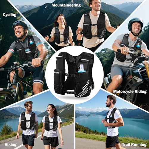 Running Vest for Women Men, Running Hydration Vest with 500ml Soft Flask & Touch-Screen Phone Pocket, Reflective Lightweight Hydration Backpack for Hiking with Adjustable Chest Waist Straps - size: X-Small-Small (Chest 25"-33")