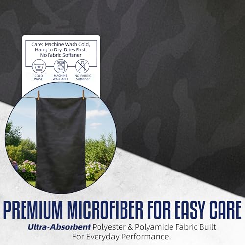 CHEEKY WINX Hooded Microfiber Gym Towel – Highly Absorbent Car Seat Towel with Carry Bag – Double-Sided Sweat Towel, Reversible, Quick Dry & Sand-Resistant Fabric, Camouflage, 130 x 60cm - color: Camouflage