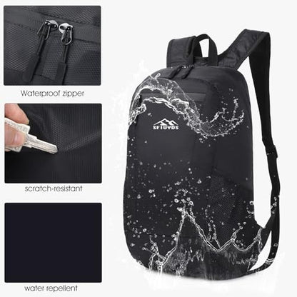 Lightweight Hiking Backpack Small,Waterproof Hiking Daypack,Foldable Backpack for Travel,Ultralight Daypack(Nylon, Black) - color: Nylon Black