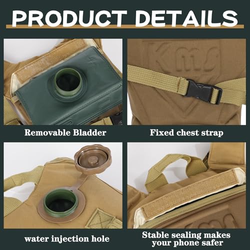 4 Pack Tactical Hydration Backpack with 3L Water Bladder Military Daypack Water Backpack Lightweight Hydration Back Pack for Running Cycling Climbing Hiking for Men Women - style: Khaki
