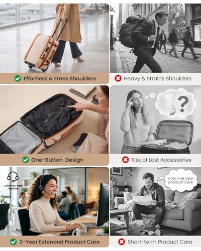 Fanwoli Rolling Vacuum Backpack Travel with One-Button Compression, Expandable Carry-On Suitcase Luggage, Approved TSA Lock & Water-Proof Laptop Compartment for Outdoor/Family/Business Trips - color: White