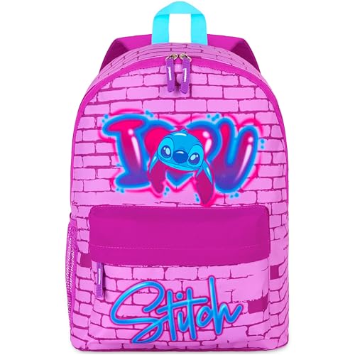 Disney Stitch Backpack for Girls Teens School Bag Kids Book Bag School Supplies Gifts (Pink) - color: Pink