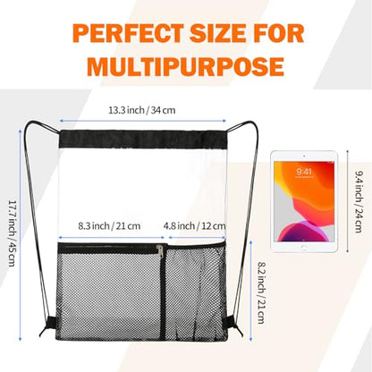NATURAL STYLE 2 PACK Clear Drawstring Bag Stadium Approved, See Through Transparent PVC Drawstring Backpack, Clear Bag for for Concert Sport Festival Travel Work (Black)