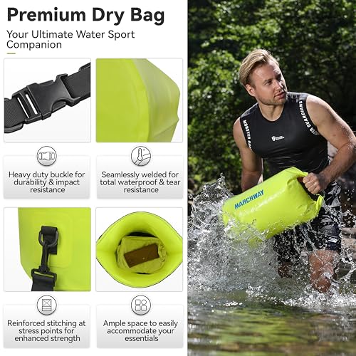 MARCHWAY Floating Waterproof Dry Bag Backpack 5L/10L/20L/30L/40L, Roll Top Sack Keeps Gear Dry for Kayaking, Rafting, Boating, Swimming, Camping, Hiking, Beach, Fishing - color: Bright Yellow, size: 5L