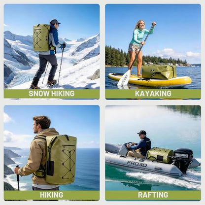 75L Dry Bag Waterproof Backpack Roll-Top Heavy Duty Dry Bag Cushioned Hiking Dry Pack for Kayaking Boating Paddle Fishing Boarding Rafting Travel Camping Beach Cruise Ship