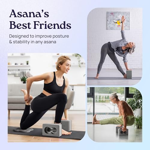 Deep-Zen® Yoga Blocks Wrist Support; Yoga Blocks 2 Pack with Knee Pads and Strap to Put Less Weight on Wrists; Durable, Versatile Yoga Brick Exercise Block Set, Blocks Yoga - color: Grey