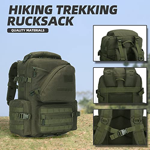 Lovelinks21 Hiking Trekking Rucksack Military Hiking Backpack 3 Day Molle Assault Pack Waterproof EDC Bag for Outdoor - color: Green