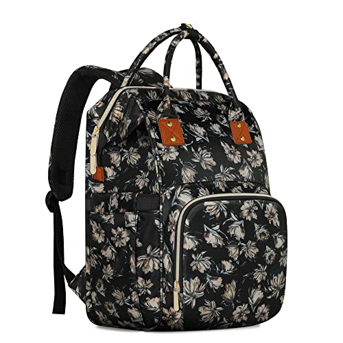Femuar Diaper Bag Backpack Multifunction Maternity Diaper Bag for Baby Girls & Boys Large Capacity Travel Nappy Bags - color: Moonflower