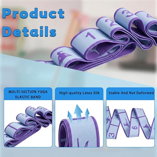 2PCS Elastic Yoga Stretching Strap with 12 Loops Stretch Resistance Exercise Bands for Yoga,Pilates,Dance,Rhythmic Gymnastics,Physical Therapy,Ballet Couple Style - color: Pink, Blue