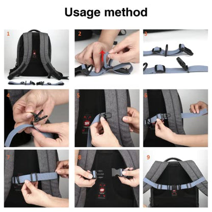 2 Pcs Adjustable Backpack Sternum Straps Chest Belt Hardness Strap with Anti-slip Fixed Clips for Camping Hiking - color: Grey