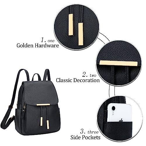KKXIU Trendy Leather Backpack Purse for Women and Ladies Shoulder Travel Daypacks Bags (A-Black) - color: A-black, style: Backpack