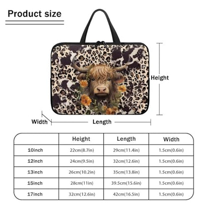 10 Inch Laptop Sleeve, Laptop Cover Computer Bag Tablet Carrying Case with Handle, Brown Cow Zipper Tote Bags Notebook Sleeves Handbag Messenger BriefcaseGifts for Women - color: Brown Cow, size: 10 Inch