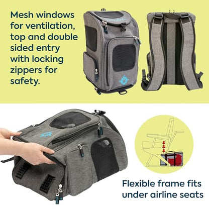 Sherpa 2-in-1 Backpack Travel Pet Carrier, Airline Approved & Guaranteed On Board - Gray, Medium - size: 17.0"L x 10.5"W x 11.0"H, style: Duffel Pet Backpack