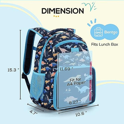 mommore 2-in-1 Kids Backpack, Insulated Lunch Compartment Dinosaur Toddler Backpack Lightweight Kindergarten Preschool Bookbag for Boys with Chest Strap, for Travel Daycare, Blue - color: Dinosaur