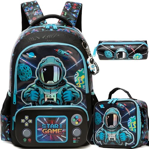 Meetbelify Kids School Backpacks for Girls Boys Backpack with Lunch Bag for Elmentary Students - color: 02 Space